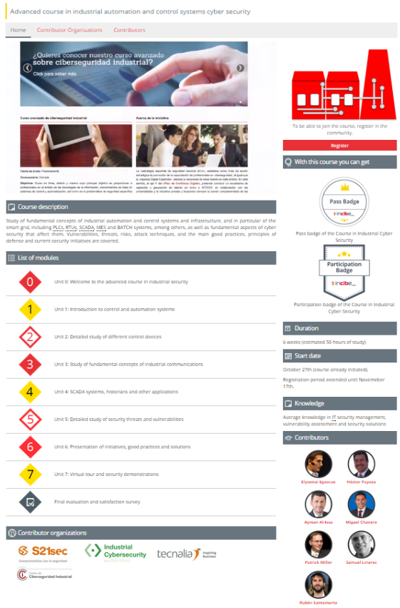 Figure 1: Advanced course on ‘Industrial Automation and Control System Cybersecurity’